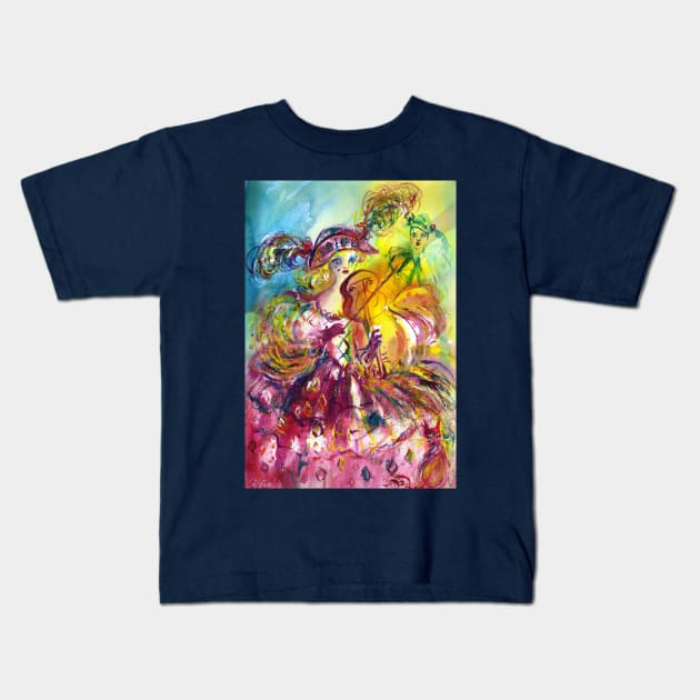 ARLECCHINA VIOLINIST / Venetian Carnival Night Kids T-Shirt by BulganLumini